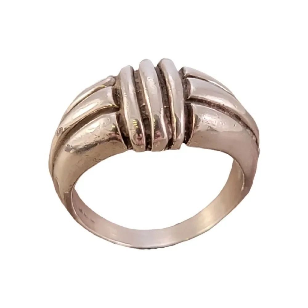 Vintage Sterling Silver Top Weave Domed Ring